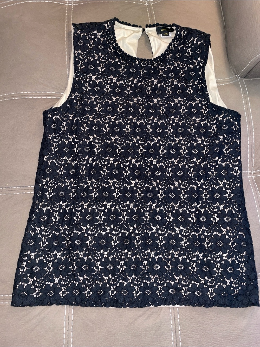 Black Floral Lace Sleeveless Shell